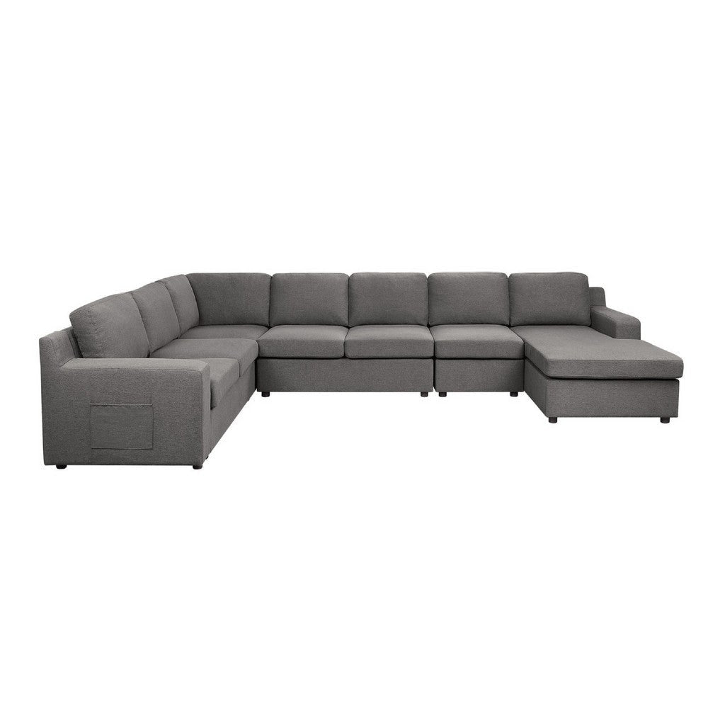 Cas Right Facing 7 Seater U Shaped Sectional Sofa Chaise | Gray Linen BM335542