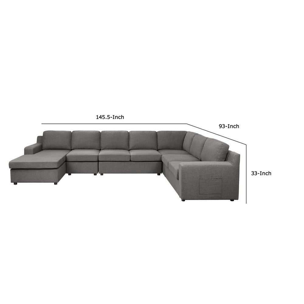 Cas Right Facing 7 Seater U Shaped Sectional Sofa Chaise | Gray Linen BM335542