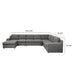 Cas Right Facing 7 Seater U Shaped Sectional Sofa Chaise | Gray Linen BM335542