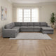 Cas Left Facing 7 Seater U Shaped Sectional Sofa Chaise | Gray Linen