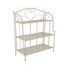 Modern Plant Stand with 3 Tier Shelves | Scrolled Floral White Metal