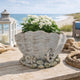 Coastal Clam Shell Planter w Coral Accents | Weathered Gray Terracotta