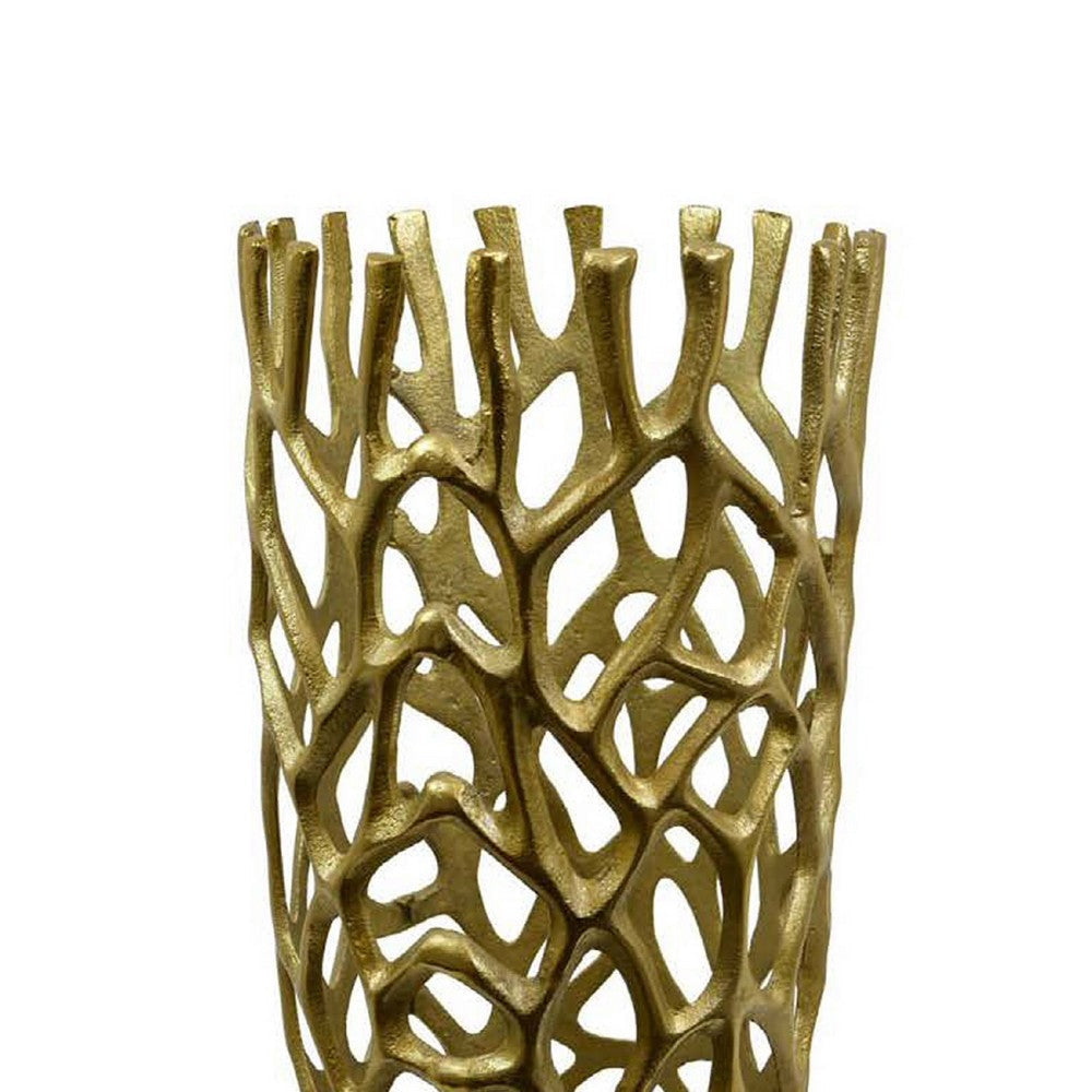 Decorative Accent Vase | Coral Inspired Open Pattern 23’’ Gold Metal BM335560
