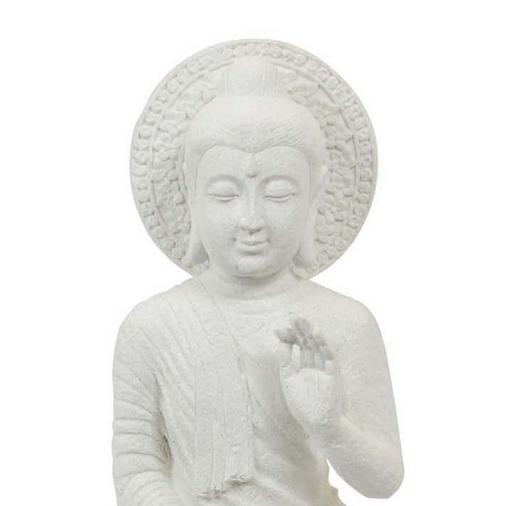 Enlightened Meditating Divine Buddha Statue | White Resin | 14’’ BM335561