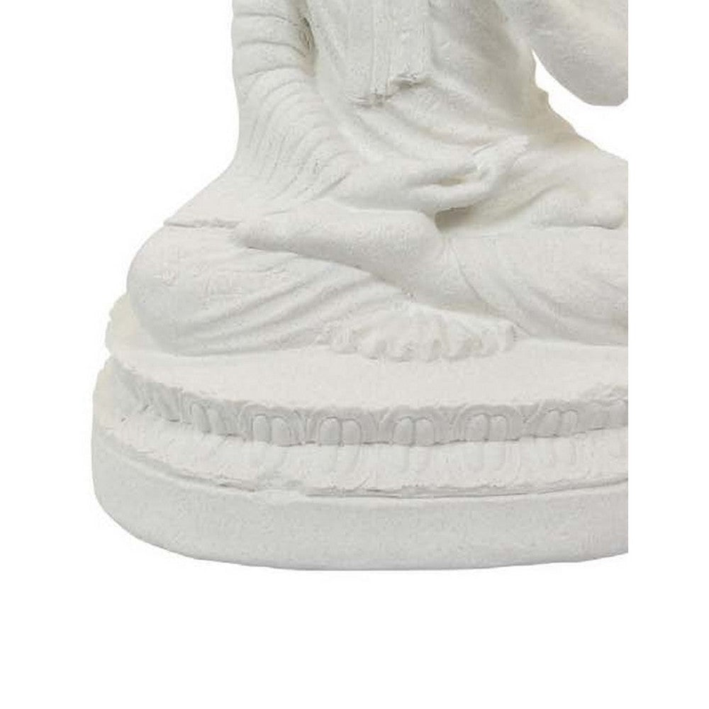 Enlightened Meditating Divine Buddha Statue | White Resin | 14’’ BM335561