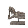 Reclining Buddha Sculpture on Stand | Rustic Gray Resin Finish | 23’’ BM335563