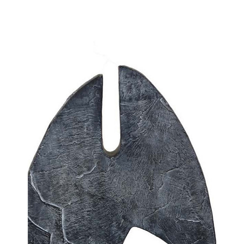 Stone Age Inspired Abstract Sculpture w Geometric Cutout | Black Resin BM335574