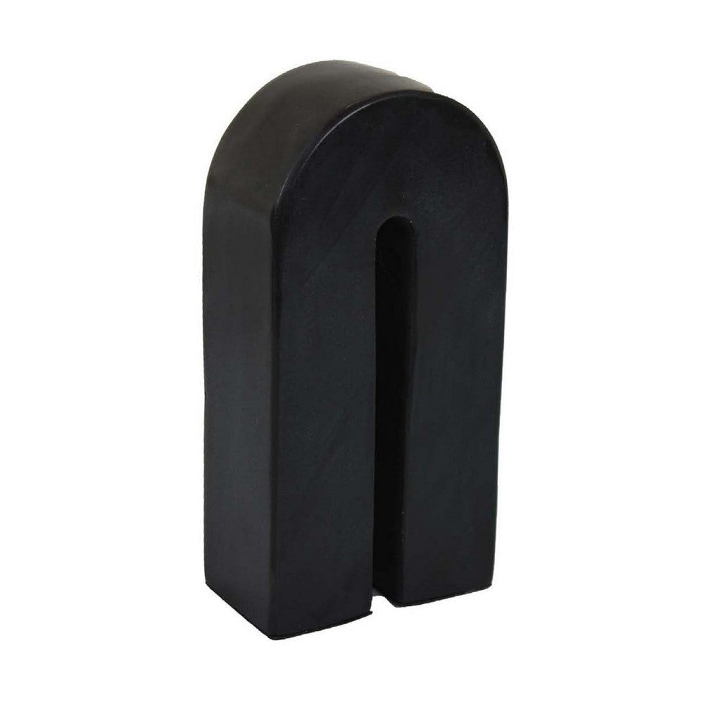 Modern Decorative Arch Sculpture in Matte Black Solid Marble | 8"