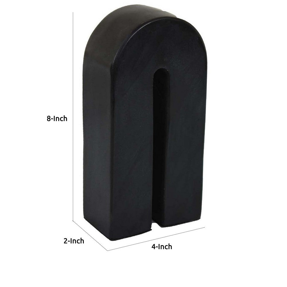 Modern Decorative Arch Sculpture in Matte Black Solid Marble | 8’’ BM335575