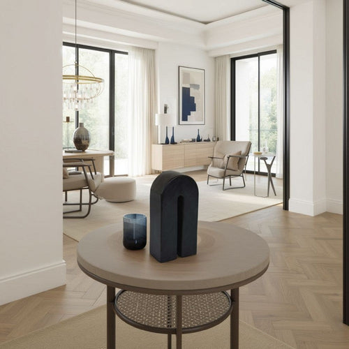 Modern Decorative Arch Sculpture in Matte Black Solid Marble | 8"