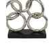 Abstract Interlinked Ring Sculpture w Black Base | 15’’ Silver Metal BM335577
