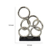 Abstract Interlinked Ring Sculpture w Black Base | 15’’ Silver Metal BM335577