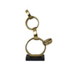 Lo Abstract Interlinked Ring Sculpture | Solid Black Base | Gold Metal