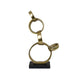 Lo Abstract Interlinked Ring Sculpture | Solid Black Base | Gold Metal