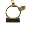 Lo Abstract Interlinked Ring Sculpture | Solid Black Base | Gold Metal