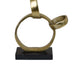 Lo Abstract Interlinked Ring Sculpture | Solid Black Base | Gold Metal