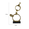 Lo Abstract Interlinked Ring Sculpture | Solid Black Base | Gold Metal