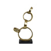 Lo Abstract Interlinked Ring Sculpture | Solid Black Base | Gold Metal