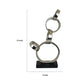 Lo Abstract Interlinked Ring Sculpture | Solid Black Base Silver Metal