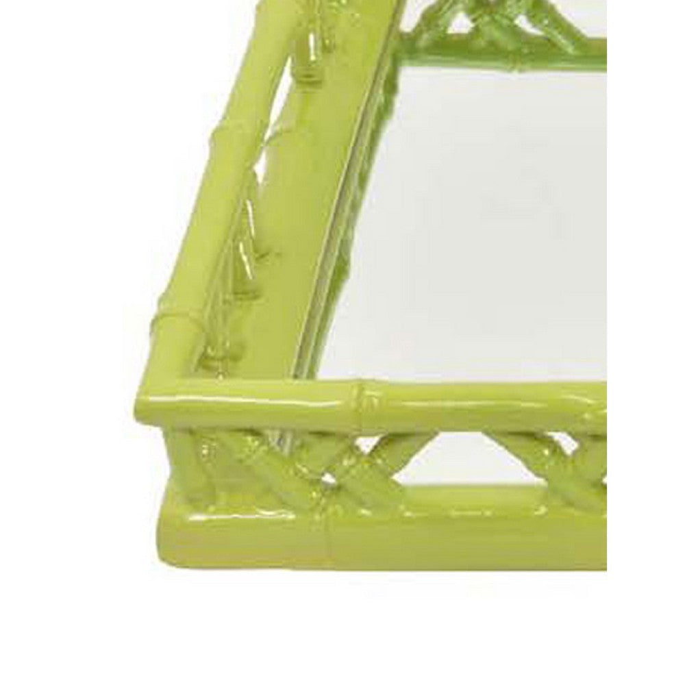 Aeny Accessory Tray with Mirror | 20’’ | Bamboo Look Lime Green Resin BM335587