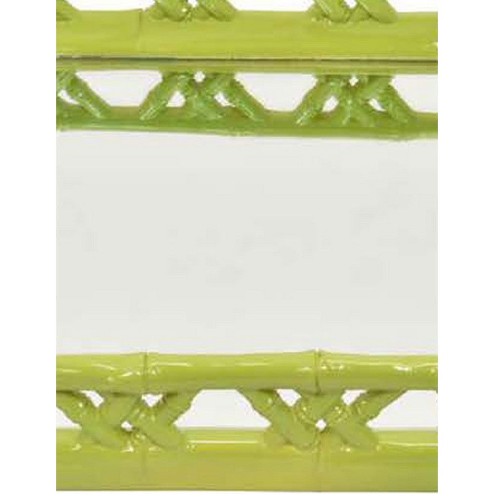 Aeny Accessory Tray with Mirror | 20’’ | Bamboo Look Lime Green Resin BM335587