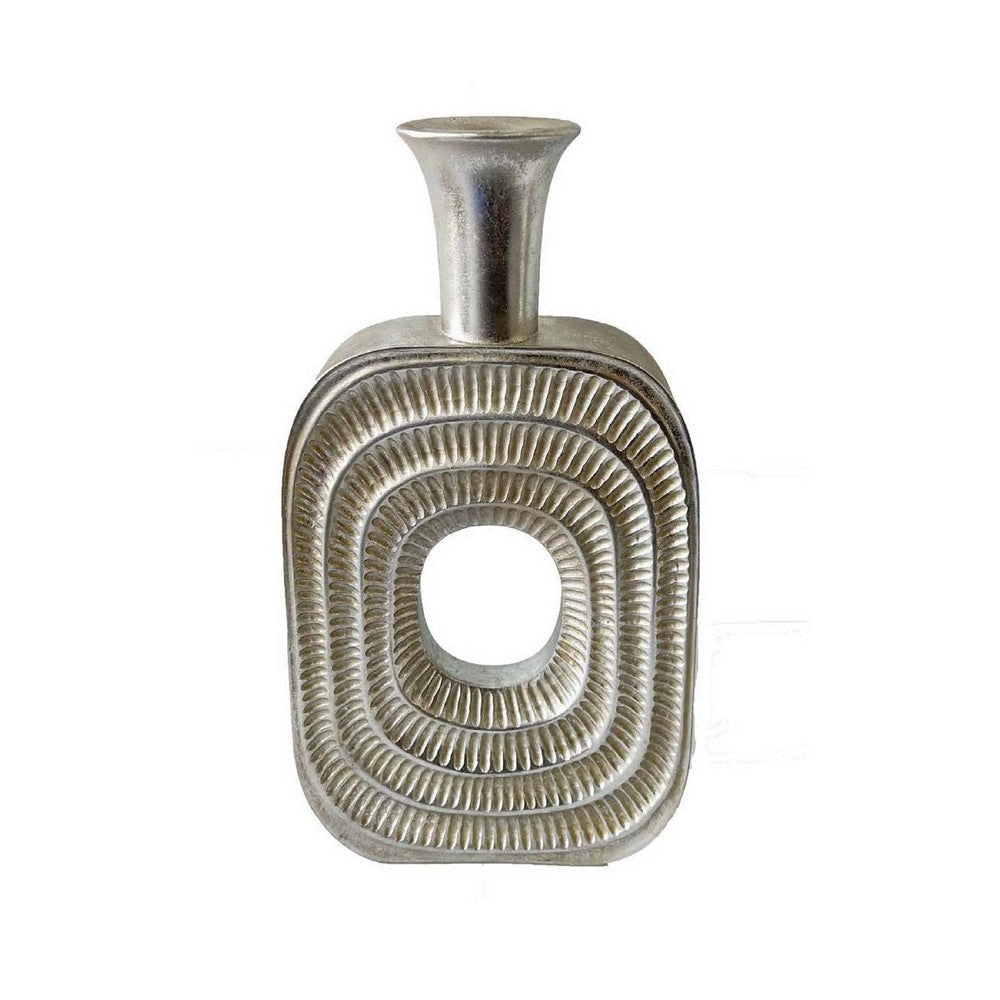 Peny Decorative Flower Vase | 22" | Narrow Neck | Silver Resin Base