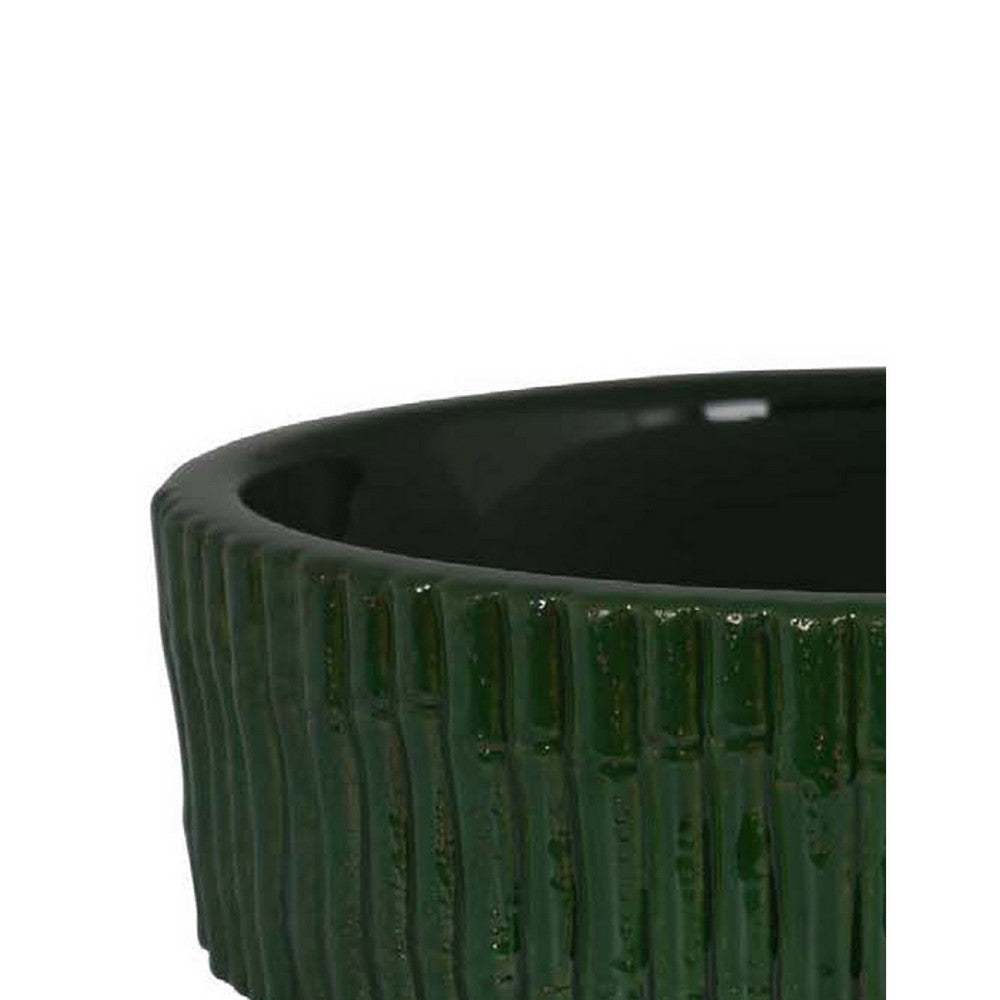 Limy Large Accessory Bowl | 14’’ Textured | Dark Green Glazed Ceramic BM335590