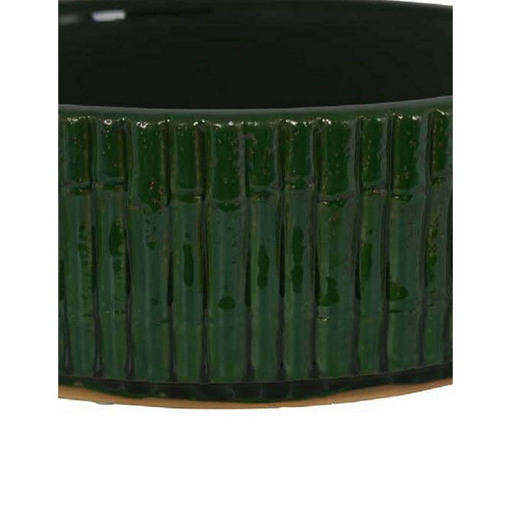 Limy Large Accessory Bowl | 14’’ Textured | Dark Green Glazed Ceramic BM335590