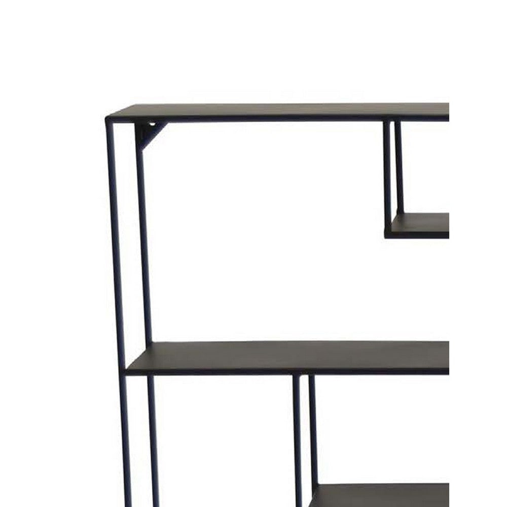 Ryl Storage Wall Rack | 30’’ Asymmetry Open Shelves | Black Metal BM335592