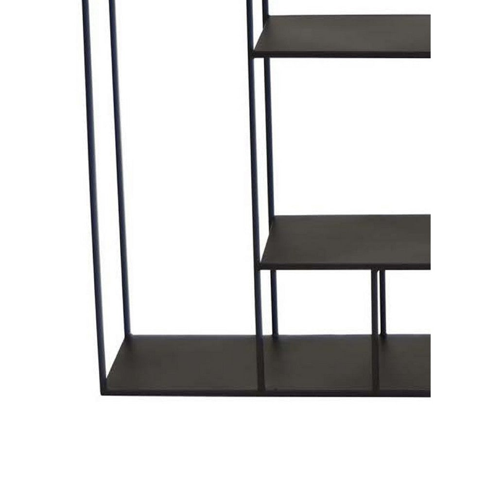 Ryl Storage Wall Rack | 30’’ Asymmetry Open Shelves | Black Metal BM335592