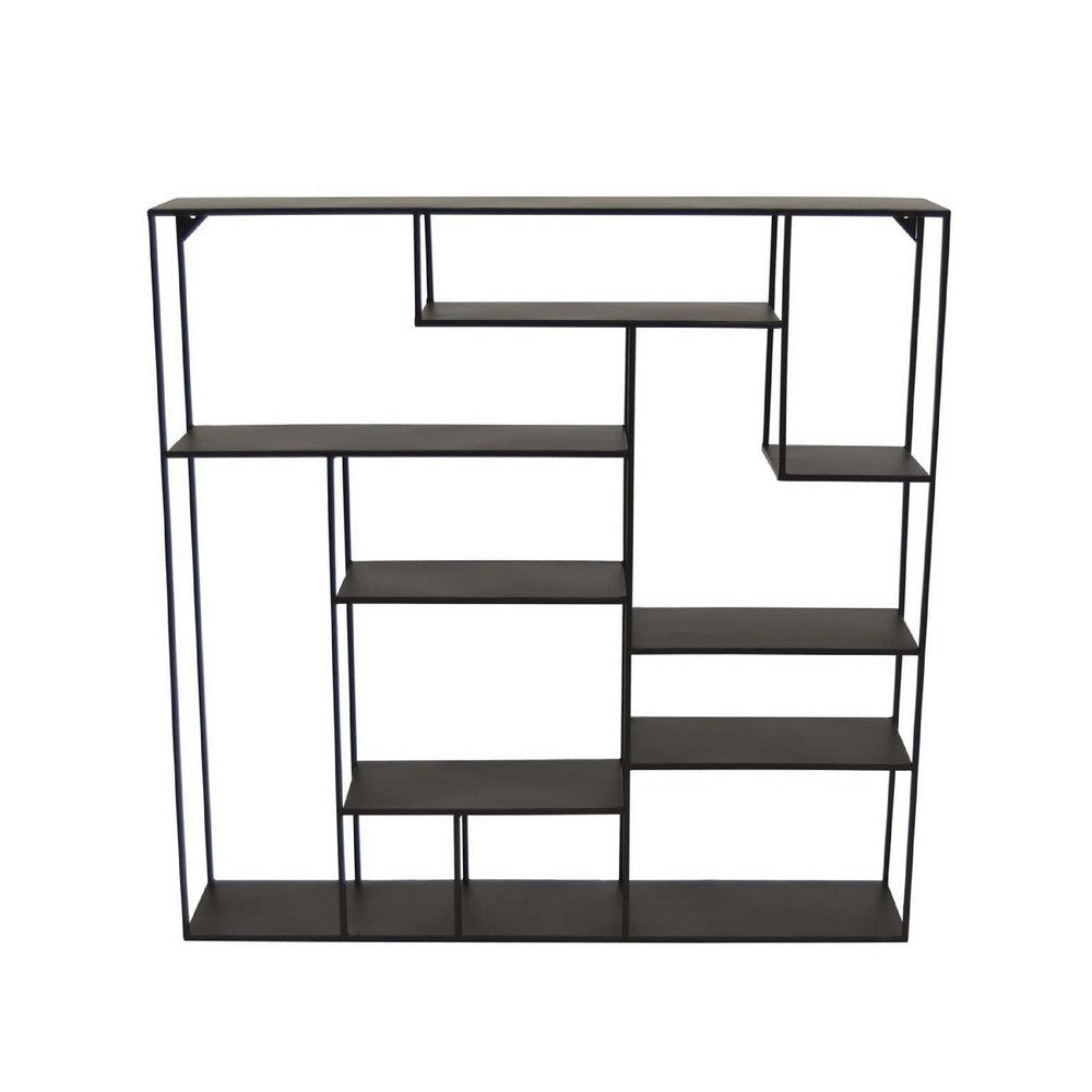 Ryl Storage Wall Rack | 30" Asymmetry Open Shelves | Black Metal
