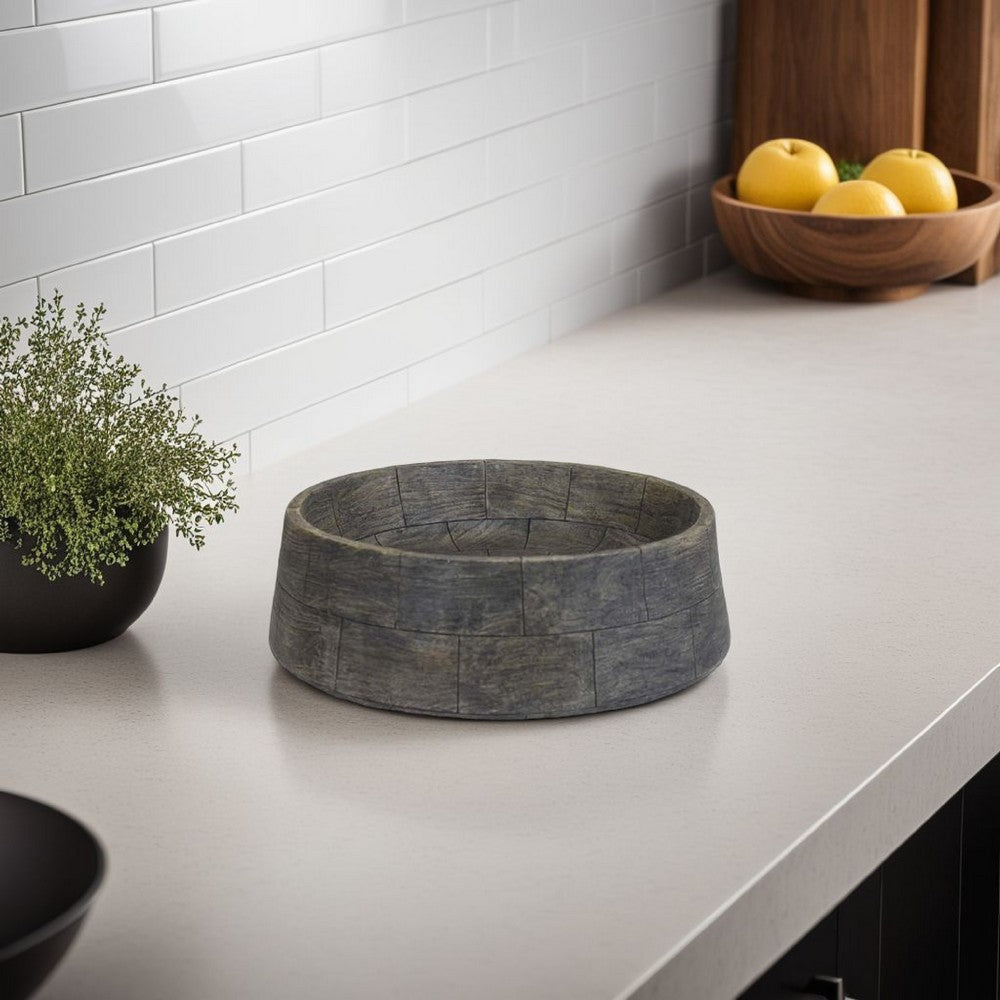 Rimy Large Accessory Bowl | 14" Charcoal Black and Gray Resin