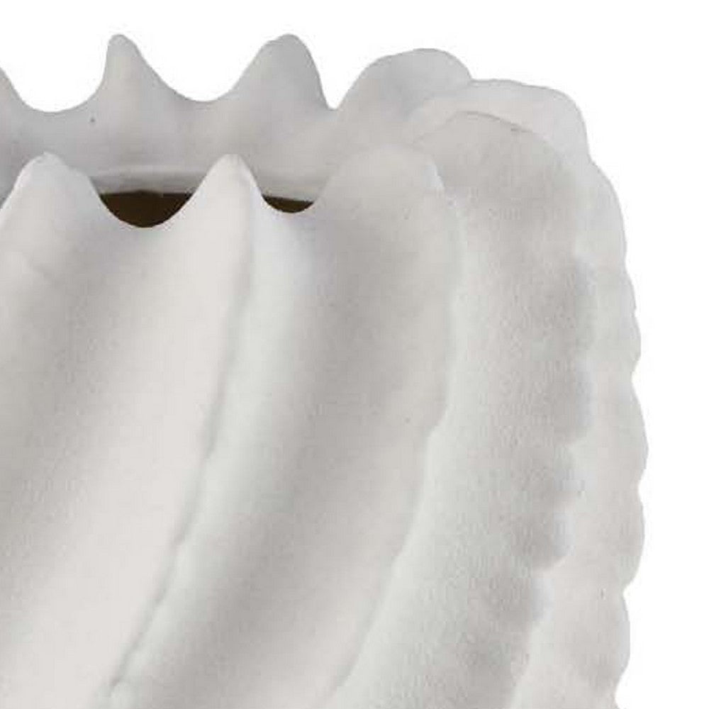 Velz Decorative Flower Vase | 18’’ Wavy Shape | Matte White Ceramic BM335606