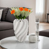 Velz Decorative Flower Vase | 18" Wavy Shape | Matte White Ceramic