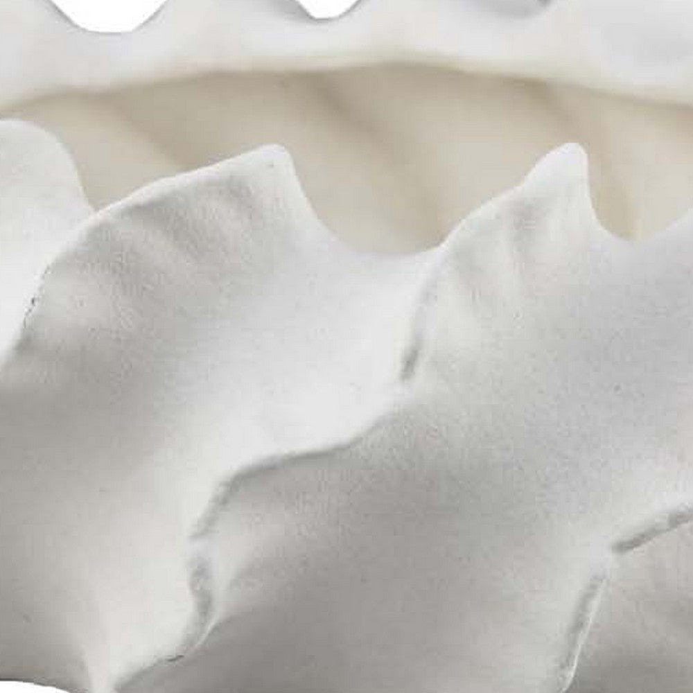 Velz Decorative Planter | 16" Wavy Edge | Matte White Ceramic