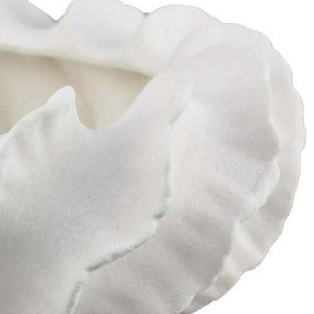 Velz Decorative Planter | 16" Wavy Edge | Matte White Ceramic