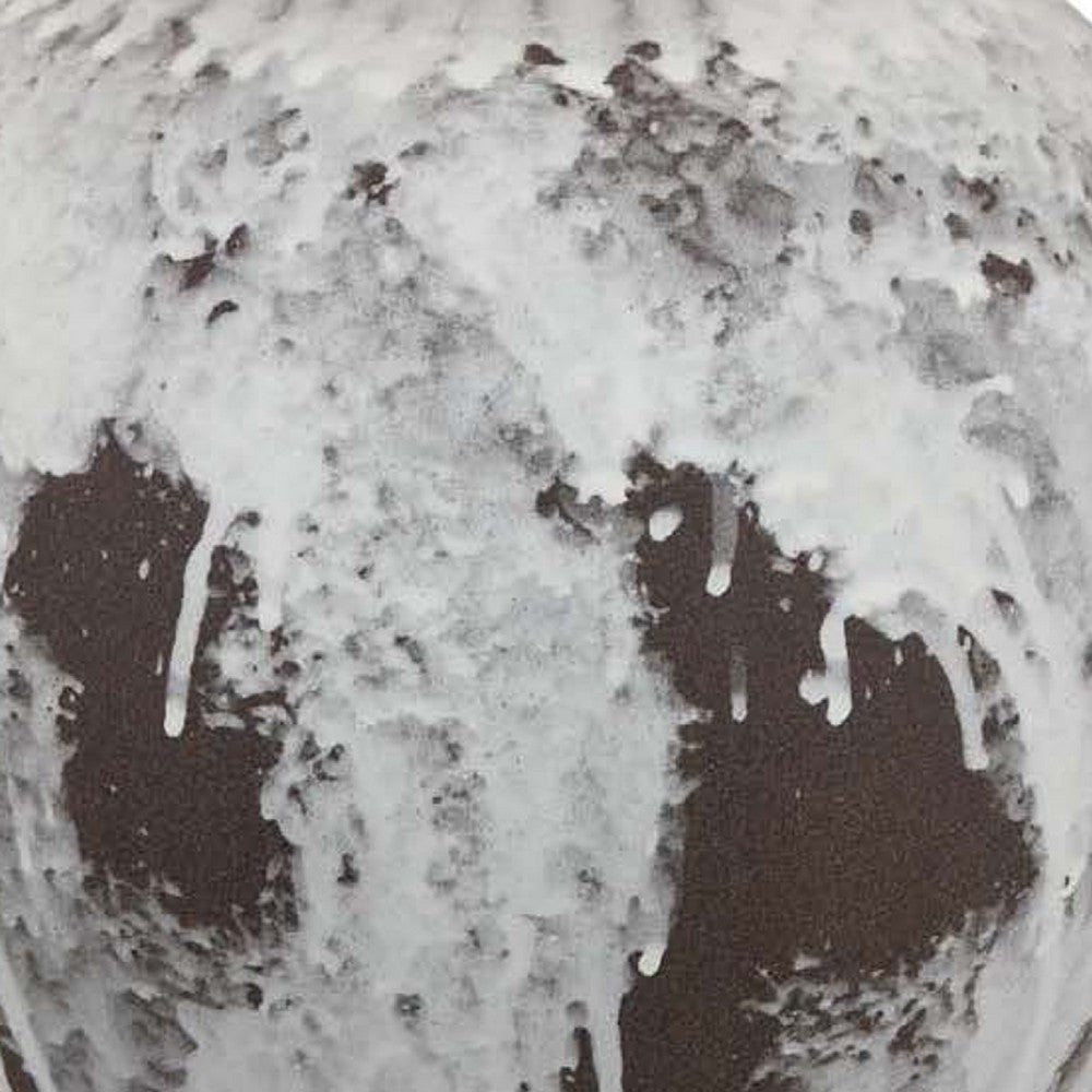 Gezy Decorative Flower Vase | 15’’ Bulb Shape | Brown White Ceramic