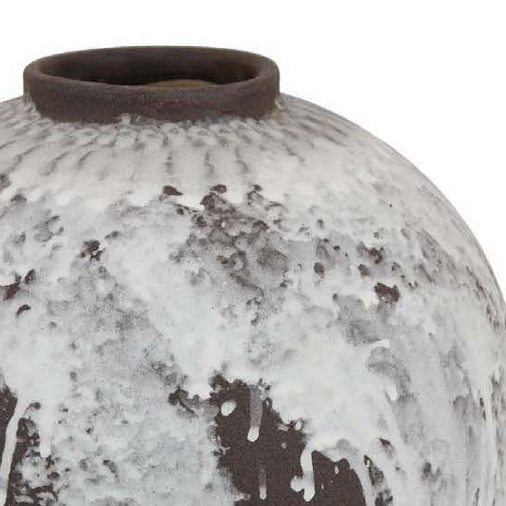Gezy Decorative Flower Vase | 15’’ Bulb Shape | Brown White Ceramic