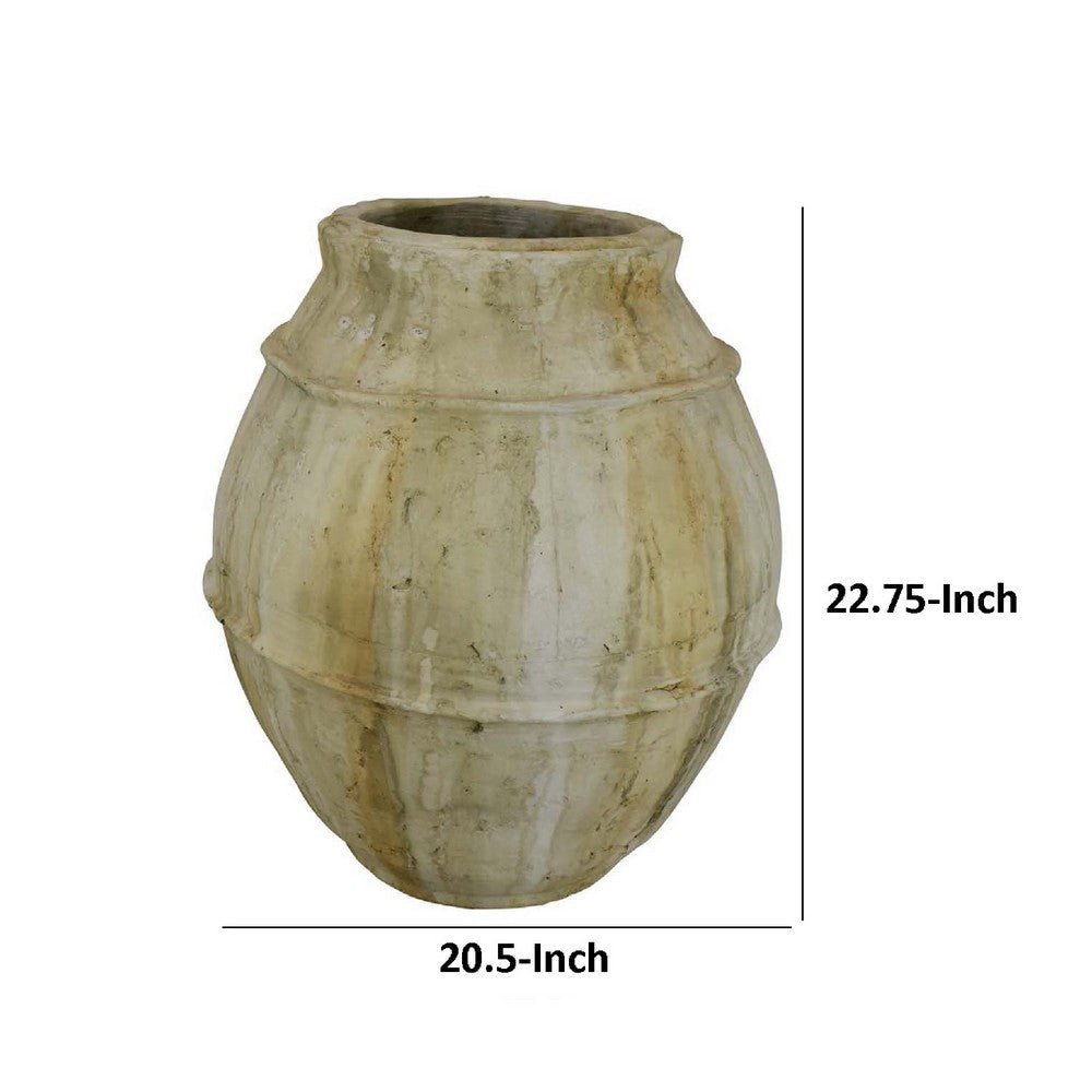 Sye Garden Planter | 23’’ Round Shape Pot | Earthy Beige Terracotta