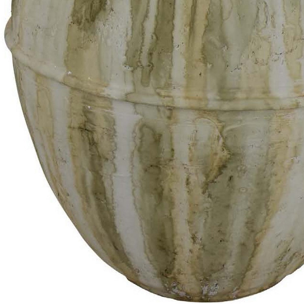 Sye Garden Planter | 29’’ Tall Round Pot | Earthy Beige Terracotta