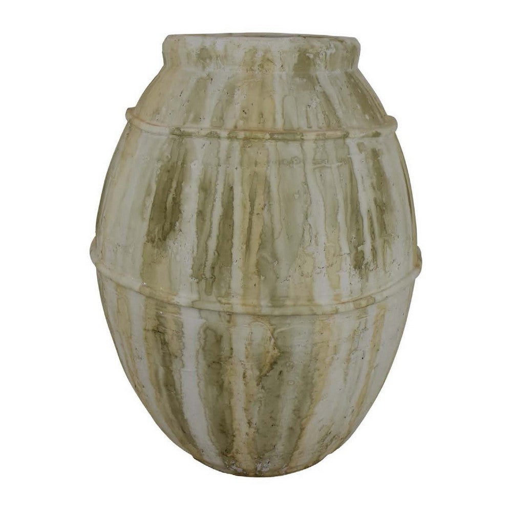 Sye Garden Planter | 29" Tall Round Pot | Earthy Beige Terracotta