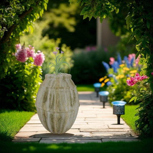 Sye Garden Planter | 29" Tall Round Pot | Earthy Beige Terracotta