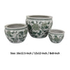 Hely 3 Planter Set | Green White Floral Glazed Ceramic 16 | 12 | 8’’ BM335633