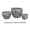 Hely 3 Planter Set | Green Vine Pattern Gray Ceramic 20 | 14 | 10’’ BM335634
