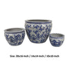 Hely 3 Planter Set | Blue Floral Vine Off White Ceramic 20 | 14 | 10’’ BM335635