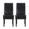 Dining Side Chair Set of 2 | Black Rubberwood | Faux Leather Cushions