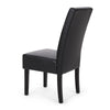 Dining Side Chair Set of 2 | Black Rubberwood | Faux Leather Cushions