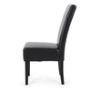 Dining Side Chair Set of 2 | Black Rubberwood | Faux Leather Cushions