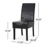 Dining Side Chair Set of 2 | Black Rubberwood | Faux Leather Cushions