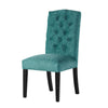 Elona Dining Chair Set of 2 | Green Polyester | Dark Brown Solid Wood